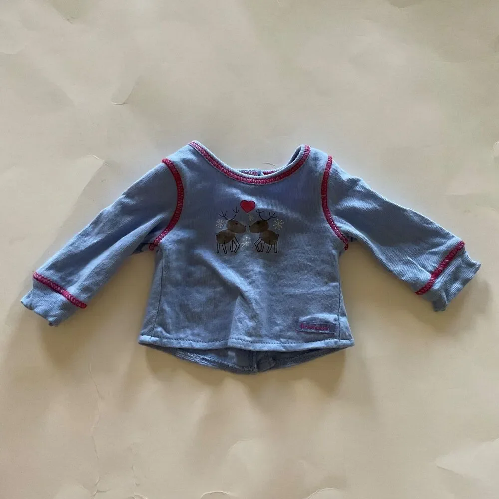 American Girl Doll Reindeer Pajamas Set PJ’s And Pink Slippers Only retired